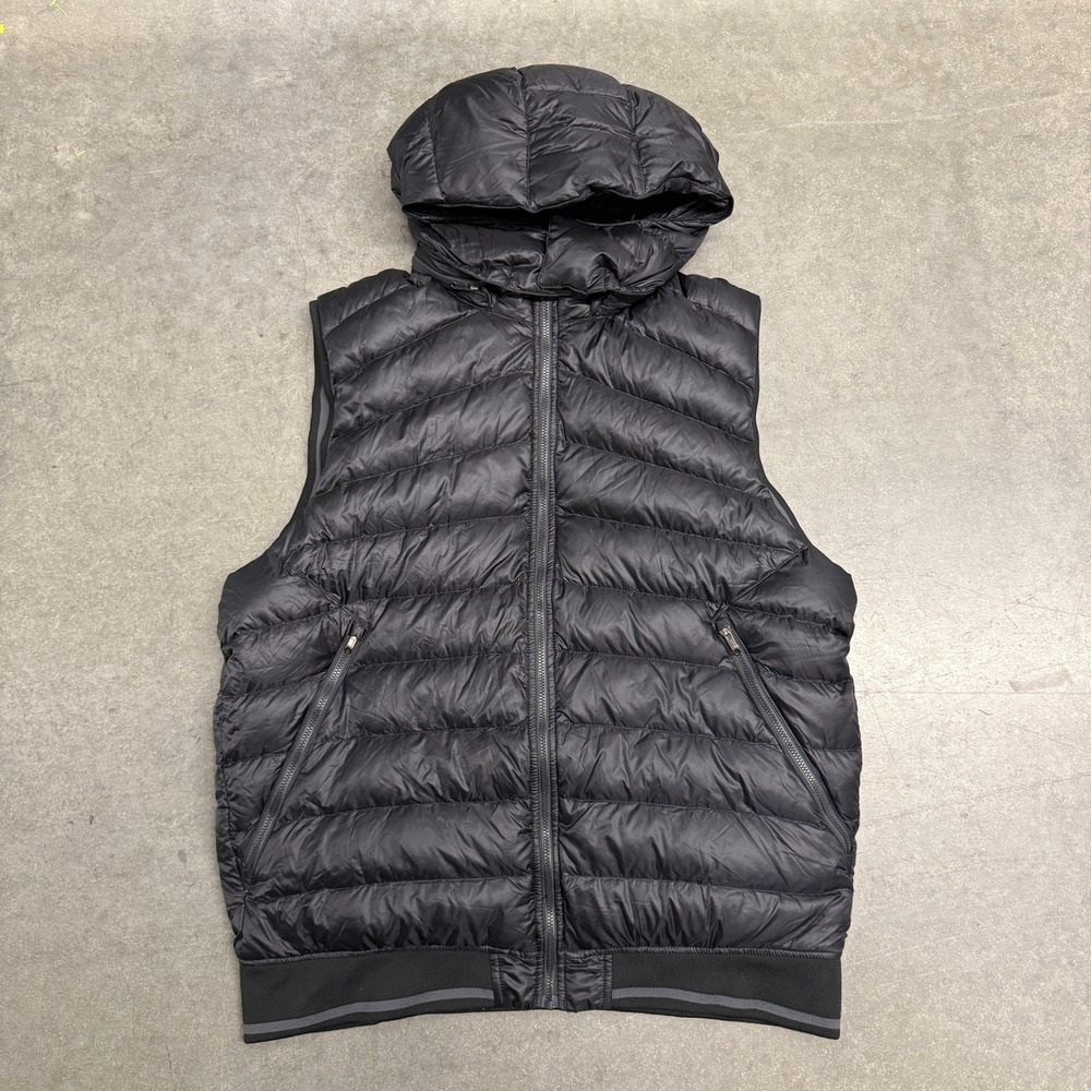 Lululemon Mens Black Down Filled Hooded Puffer Vest XL Full Zip CA 35801